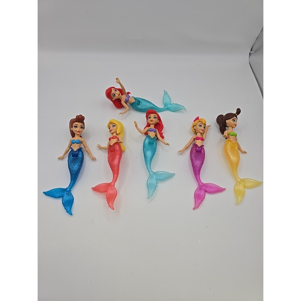 Disney Princess Ariel The Little Mermaid & Sister Lot of 6 Polly Pocket Figures